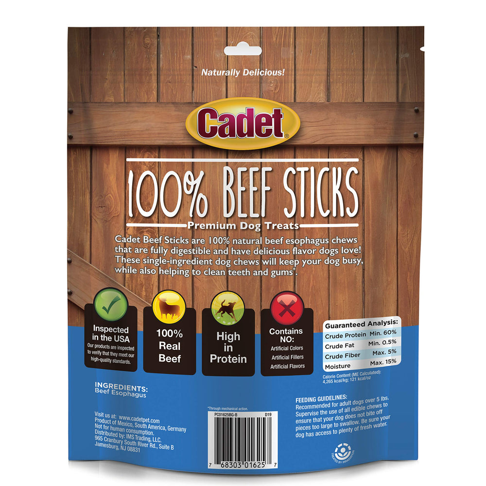 Cadet beef sticks suitable for small and large breeds.