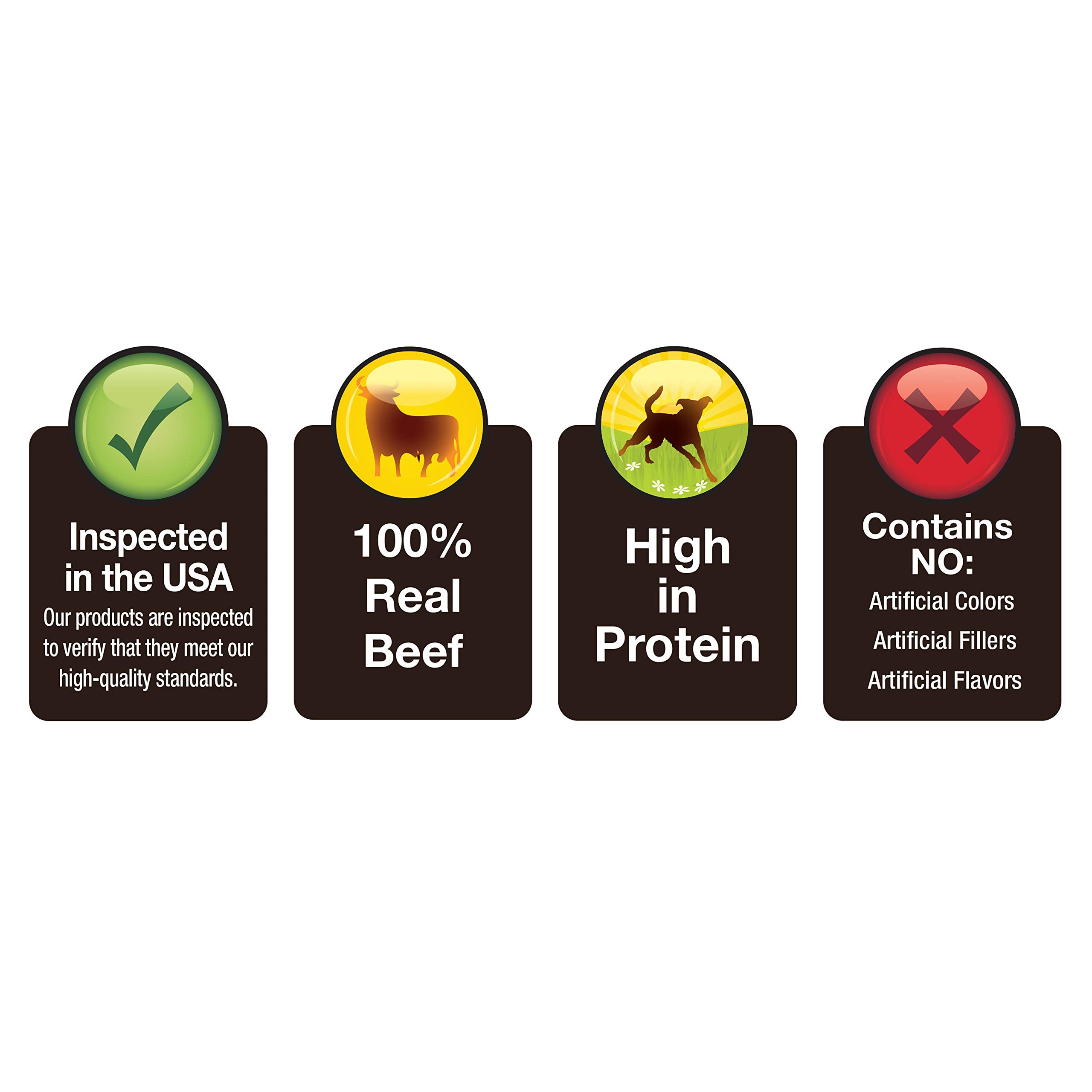 Dog chewing Cadet beef strips to illustrate a durable training reward.