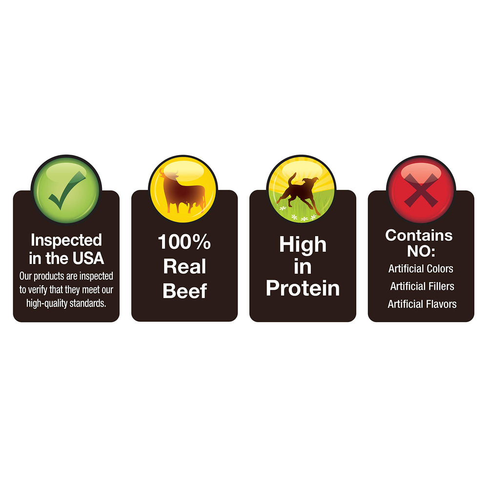 Dog chewing Cadet beef strips to illustrate a durable training reward.