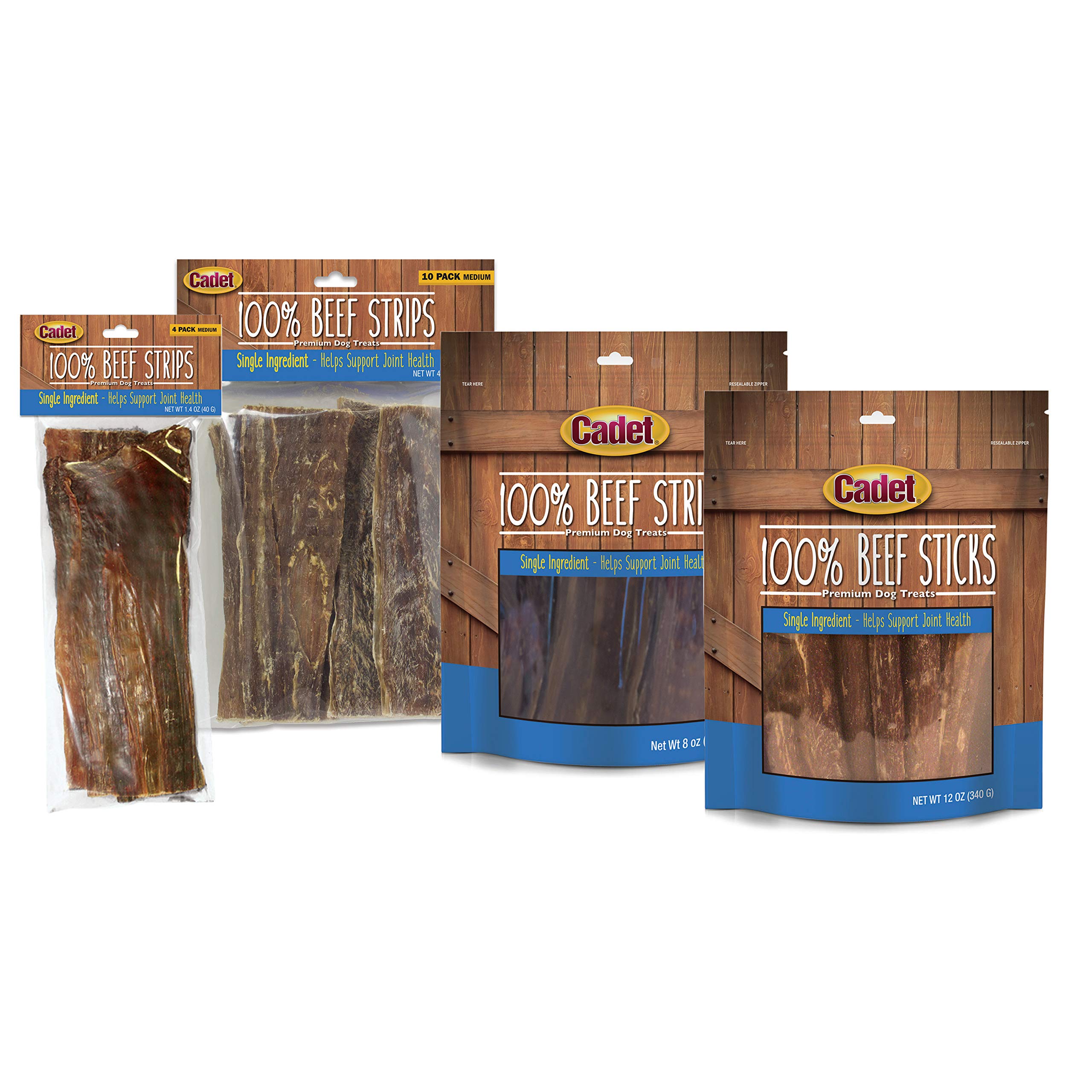 Cadet beef strips on display with USA inspection badge for quality.