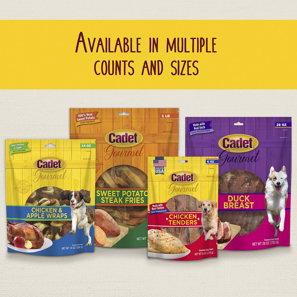Limited ingredients badge on Cadet Chicken & Apple Wraps packaging.