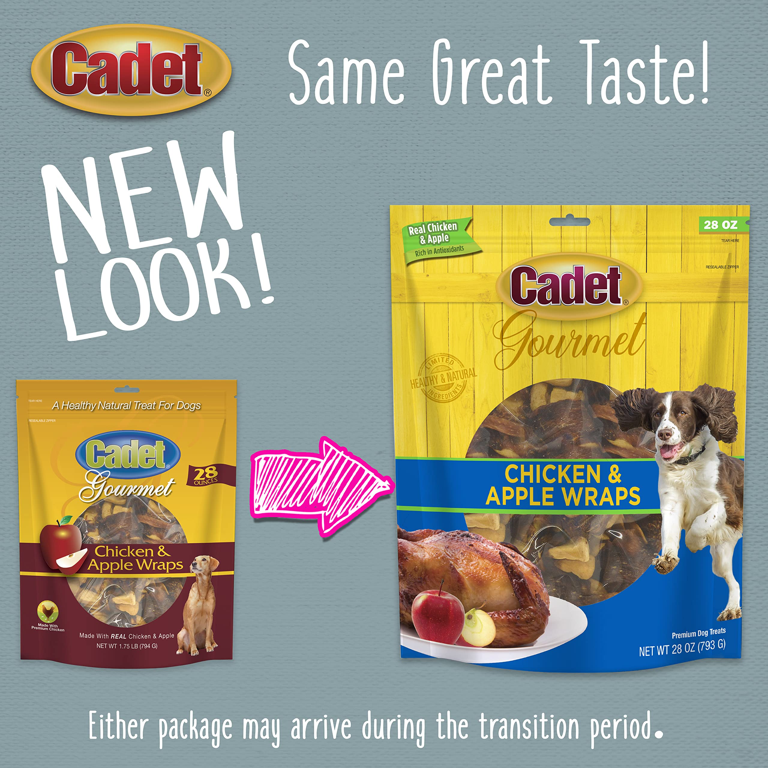 Cadet Chicken & Apple Wraps natural ingredients highlighted in closeup.