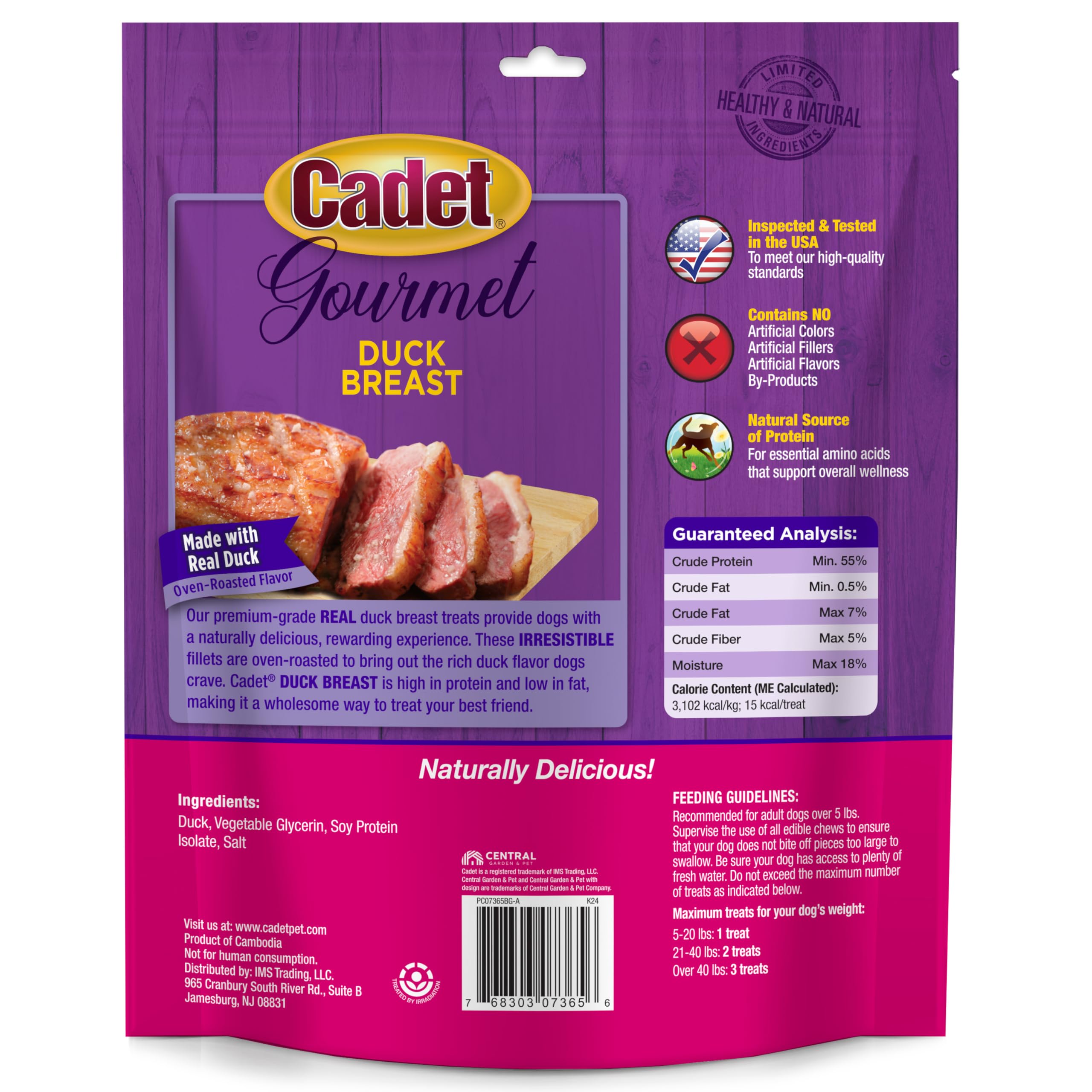 Cadet Duck Breast Jerky 14oz-pack-shot presents a generous everyday treat size.