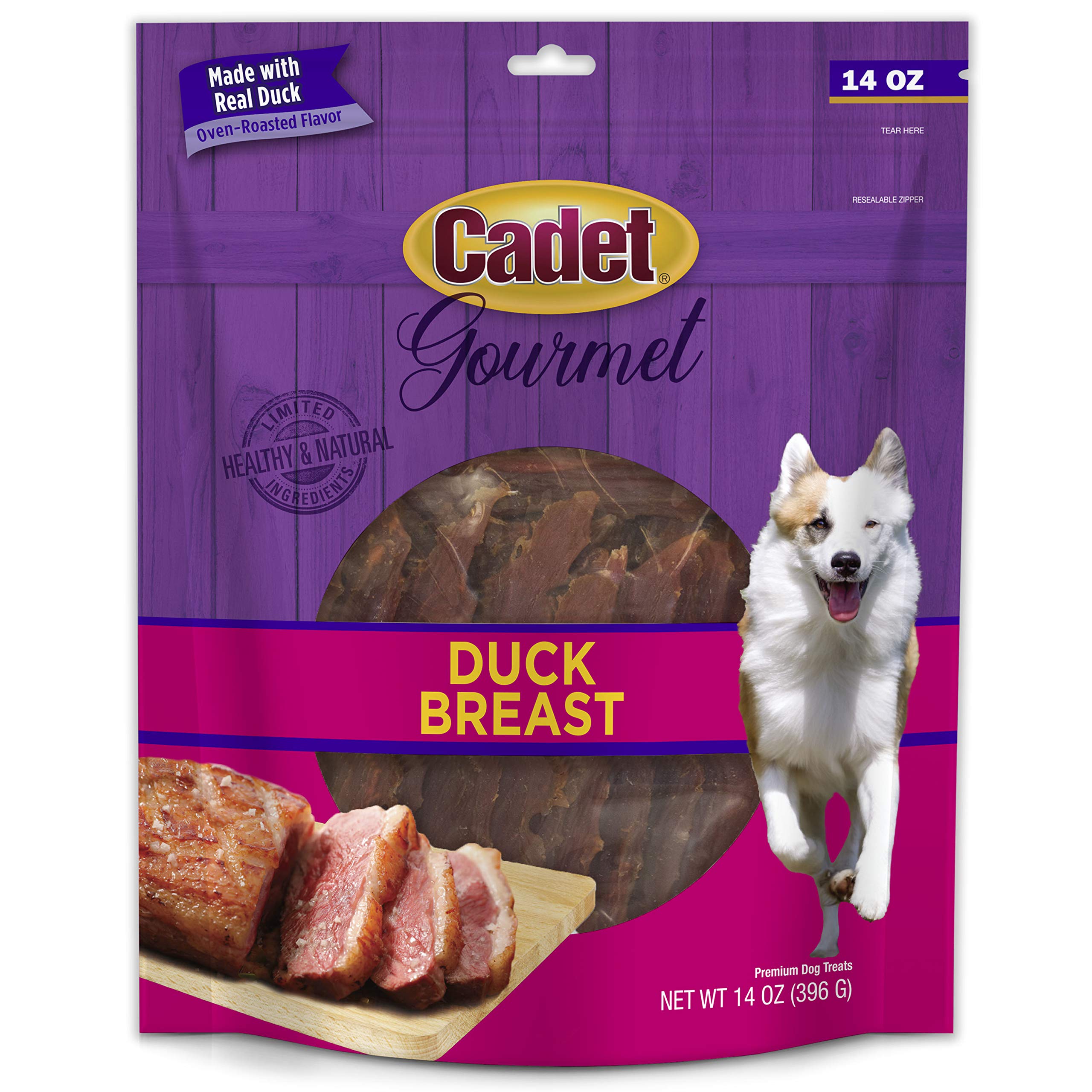 Cadet Duck Breast Jerky bag highlights oven-roasted flavor for tasty rewards.