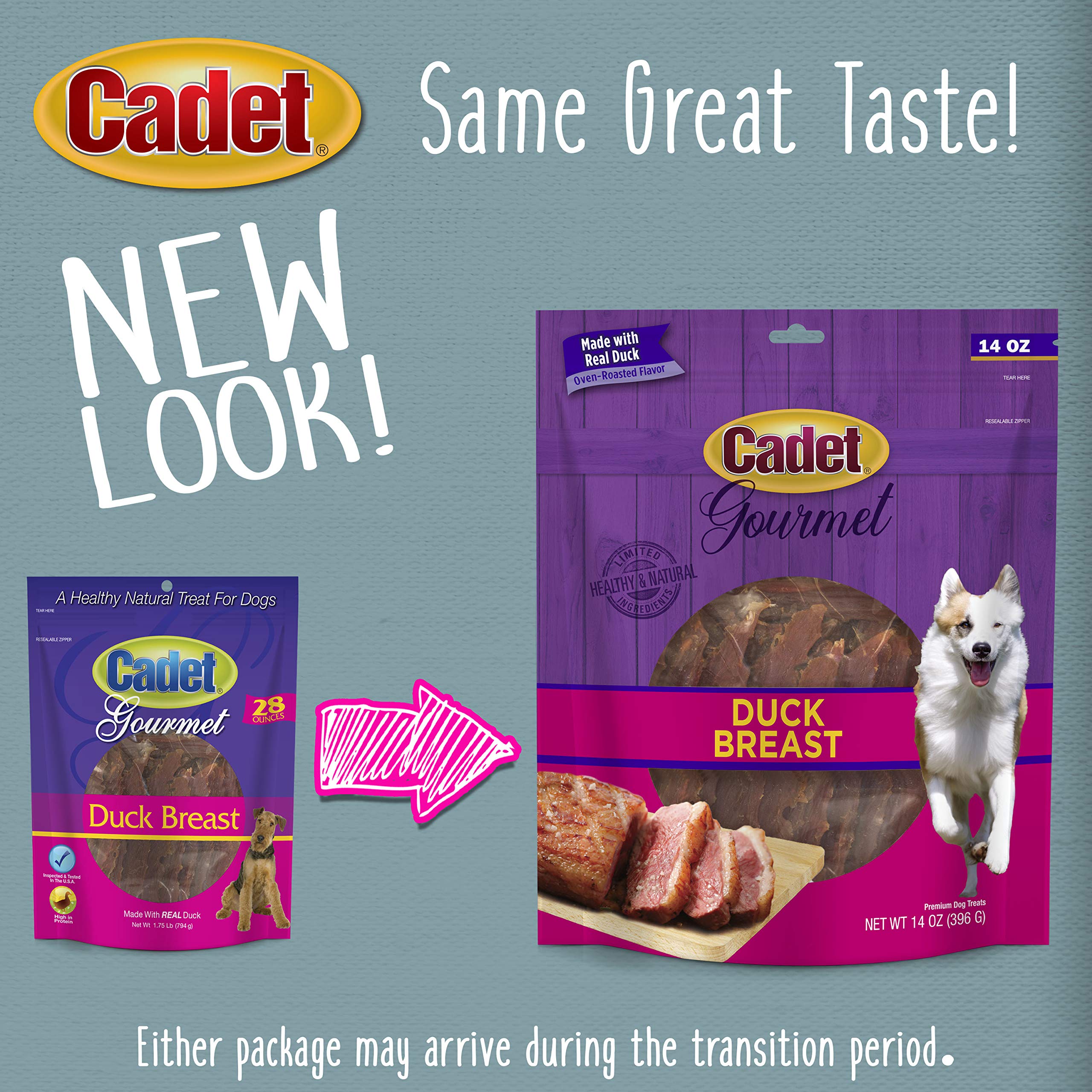 Cadet Duck Breast Jerky USA-inspected badge signals quality assurance.