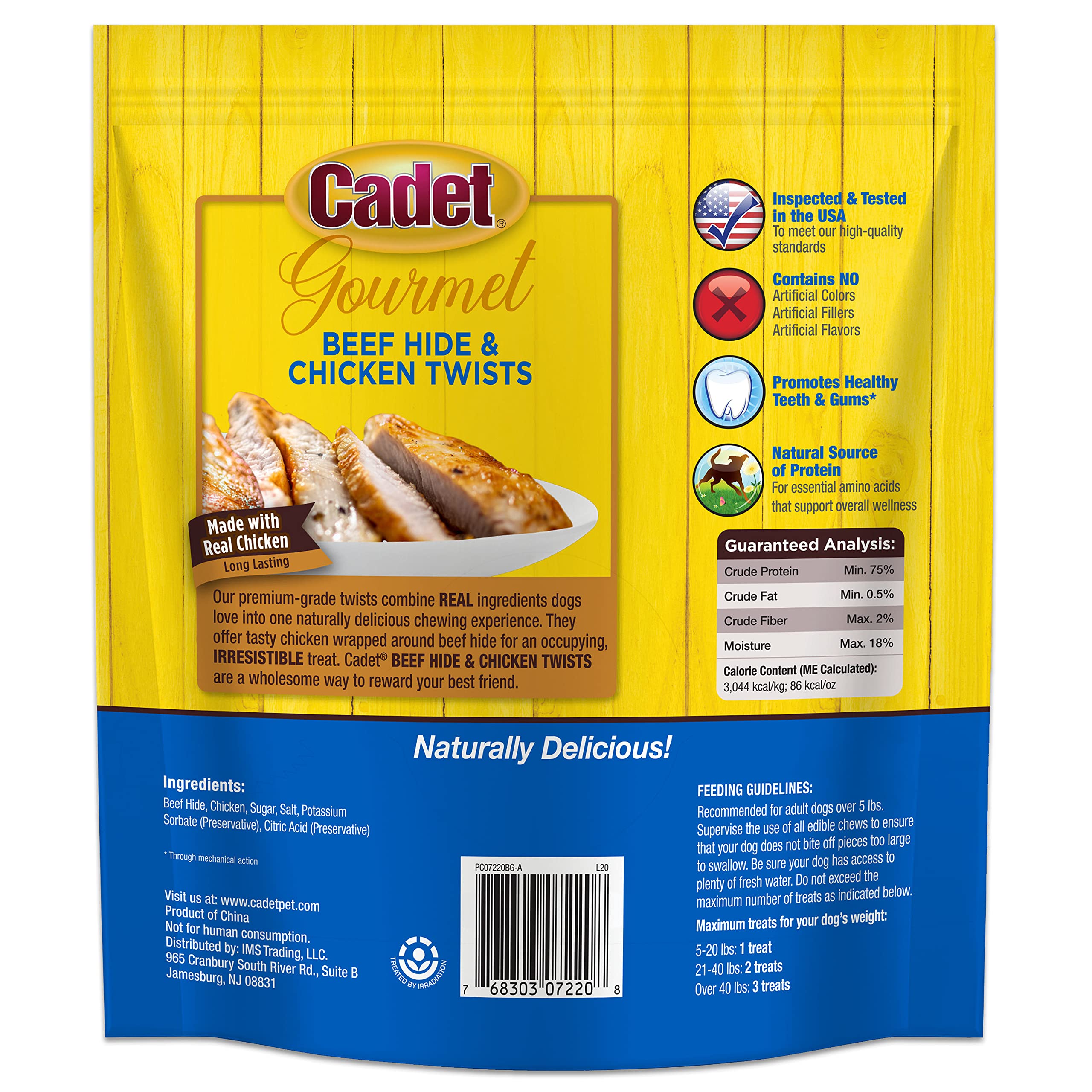 Cadet Gourmet dental-health chew supports chewing and gum care.