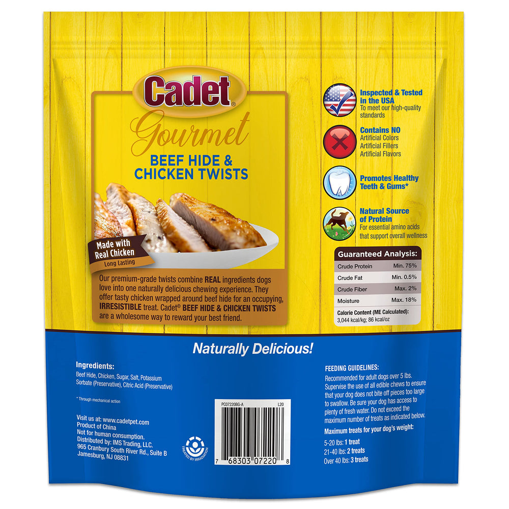 Cadet Gourmet dental-health chew supports chewing and gum care.