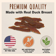 Cadet Gourmet Duck Breast Jerky closeup texture, protein-rich snack.