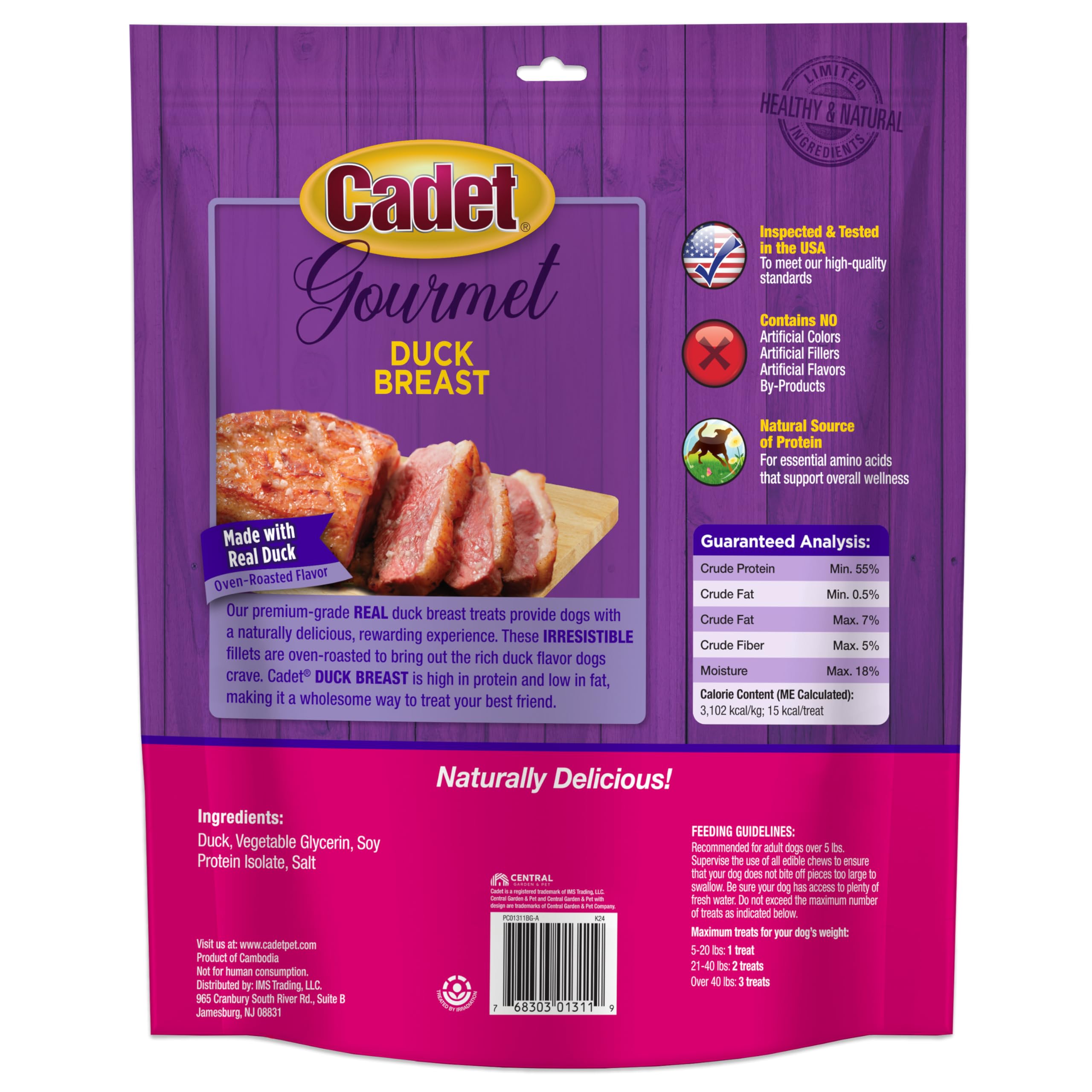 Cadet Gourmet Duck Breast Jerky natural ingredients, no artificial colors.
