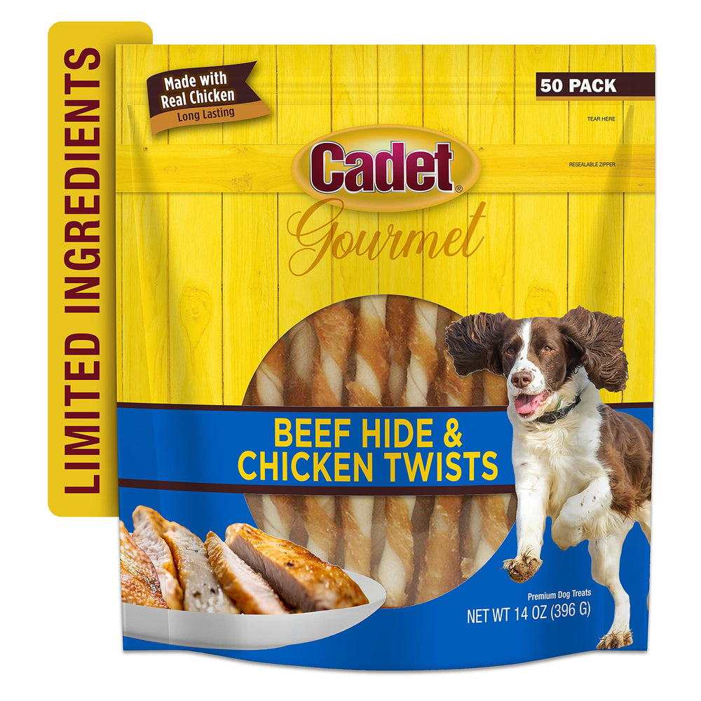 Cadet Gourmet packaging shot highlighting the 50-count twists.