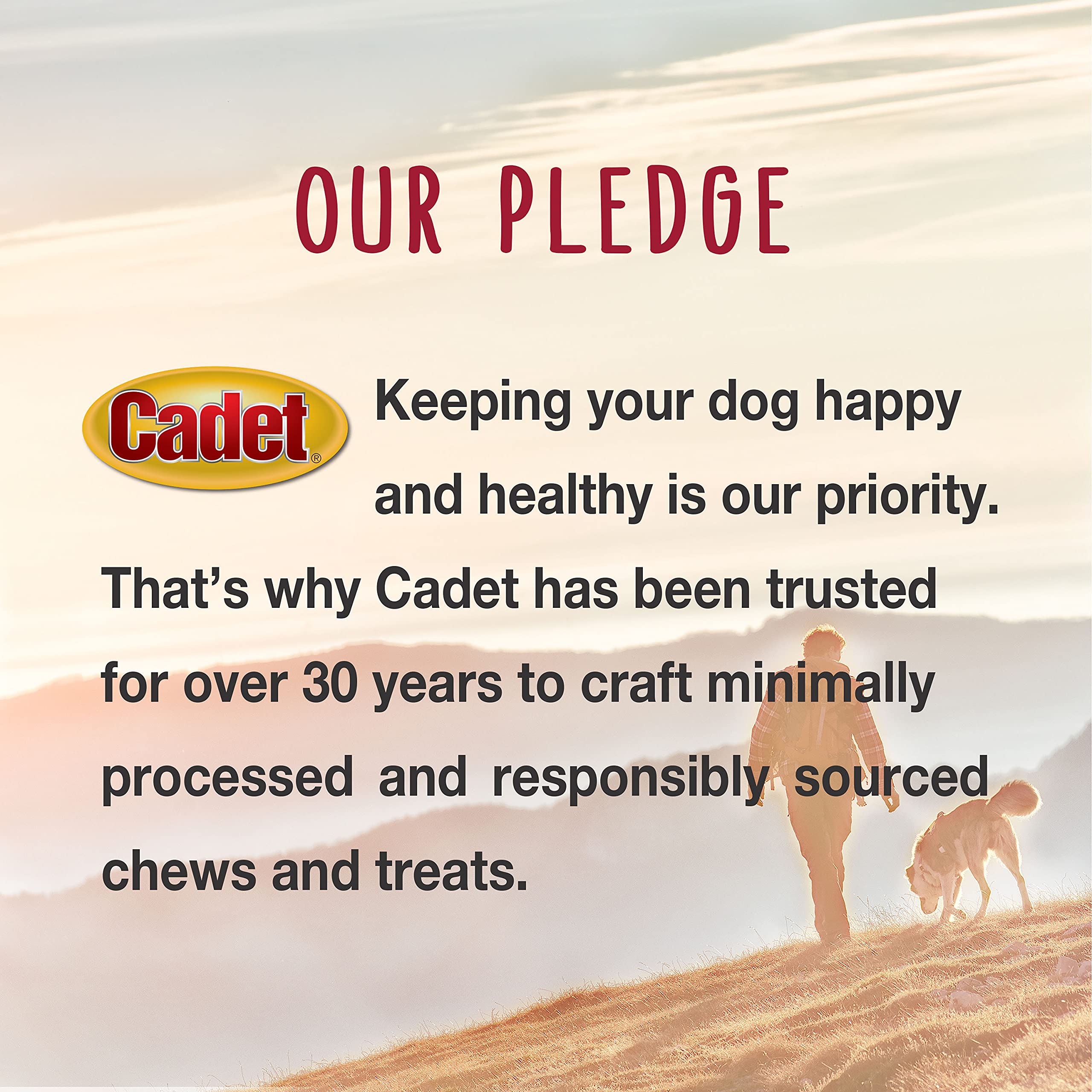 Cadet Gourmet premium hides delivering tasty, natural dog chews.