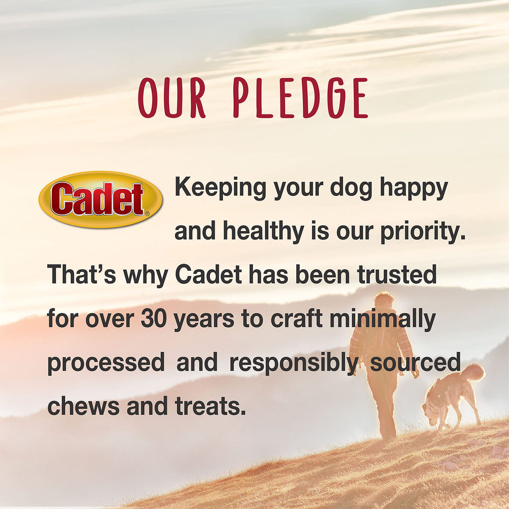 Cadet Gourmet premium hides delivering tasty, natural dog chews.