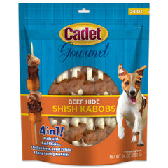 Cadet Gourmet Shish Kabob packaging shows premium long-lasting dog chews