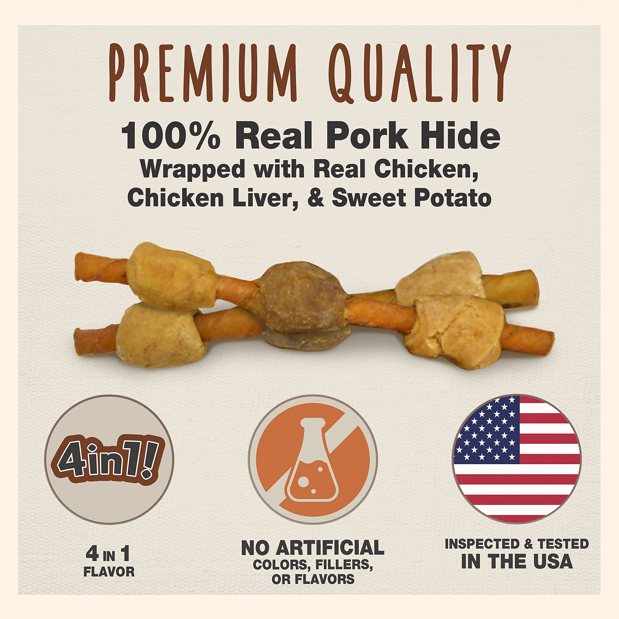 Cadet Gourmet Shish Kabob wrapped chicken on pork hide visual highlight