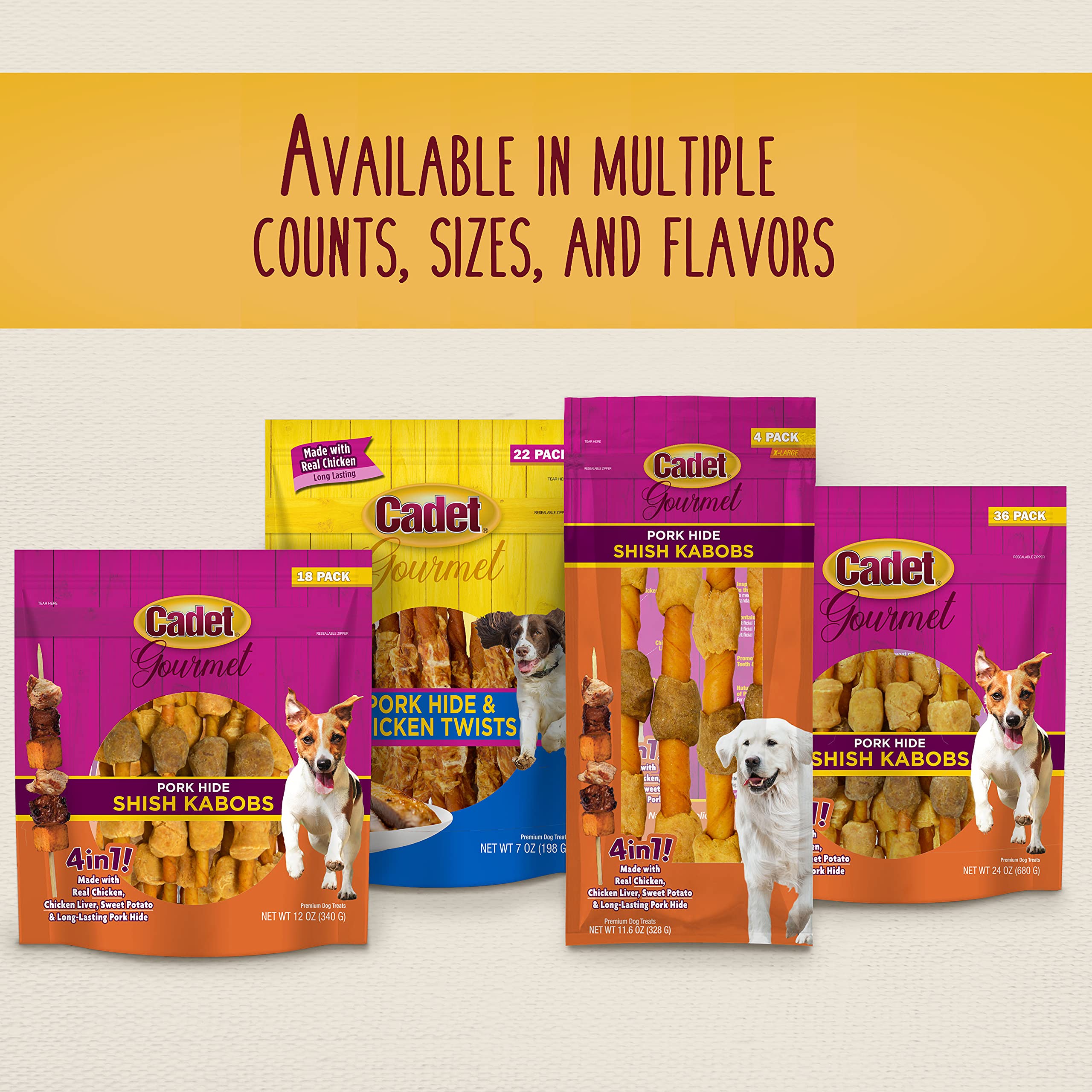 Cadet Gourmet Shish Kabob chew time emphasizing teeth friendly action