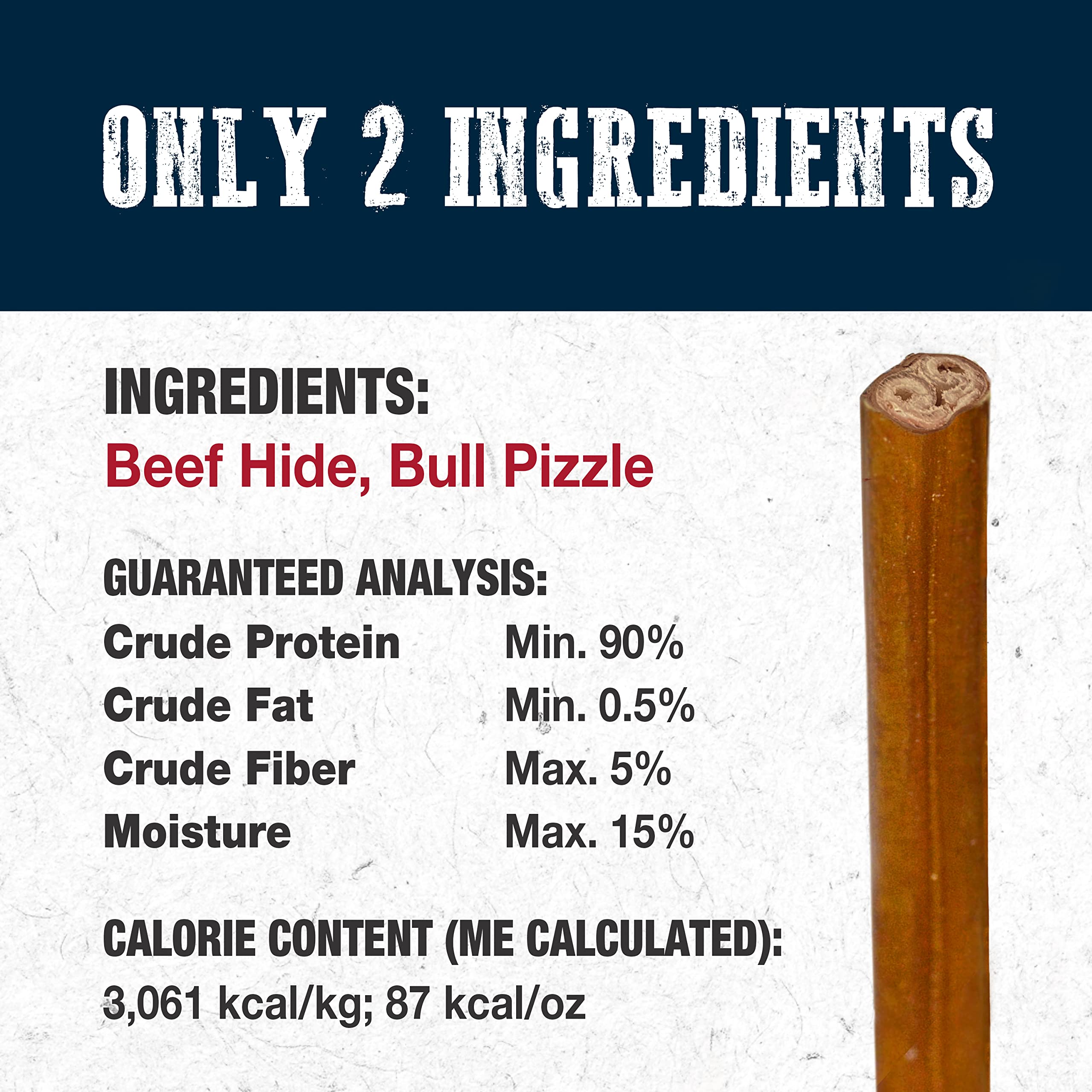 Made in USA with rigorous inspection on Cadet Bully Hide Sticks.