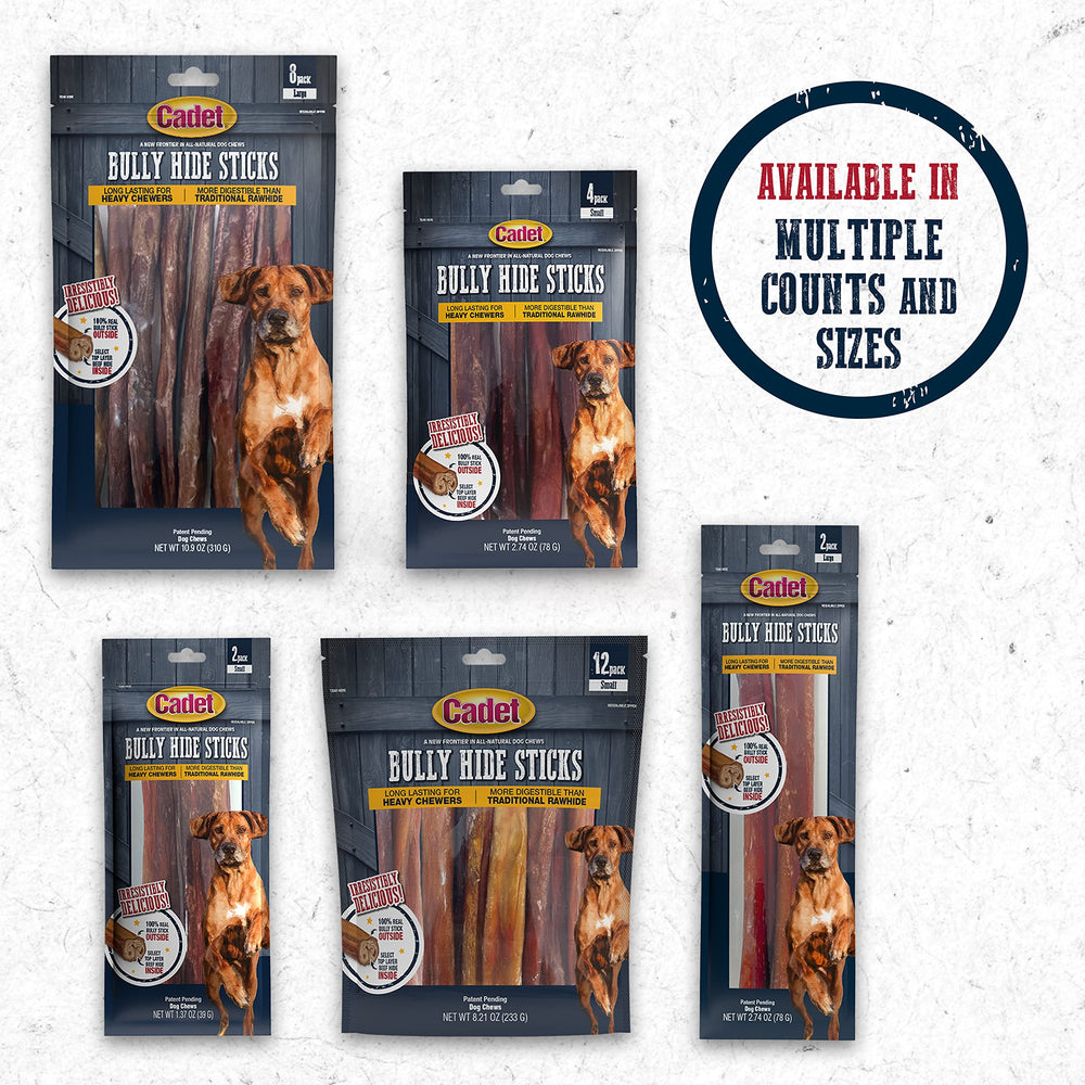 Natural color variation seen in Cadet Bully Hide Sticks.