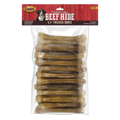 Cadet pressed beef-hide bones 6.5-inch pack; long-lasting chew for aggressive chewers.