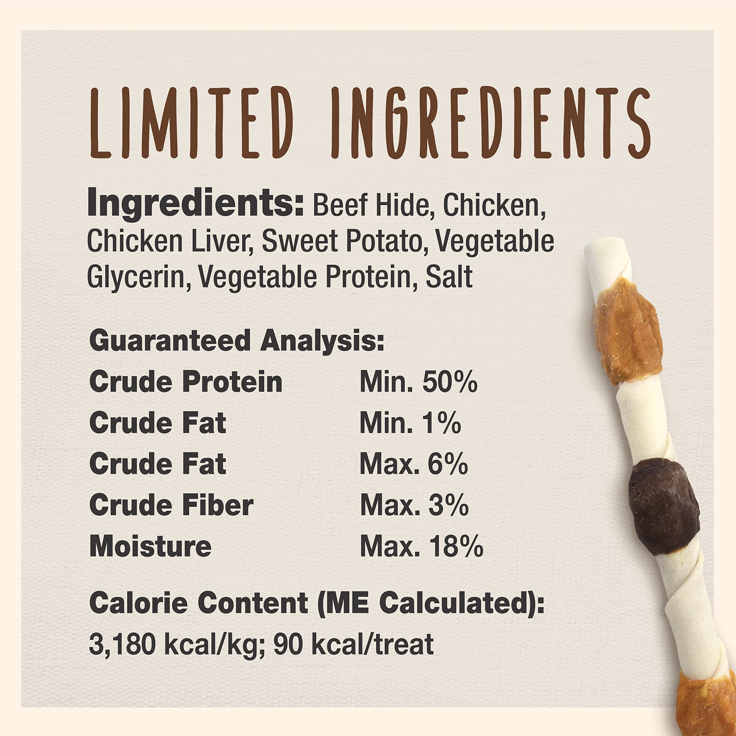 Cadet Shish Kabob rawhide cross-section with wrapped proteins for flavor