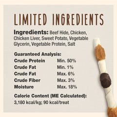 Cadet Shish Kabob rawhide cross-section with wrapped proteins for flavor