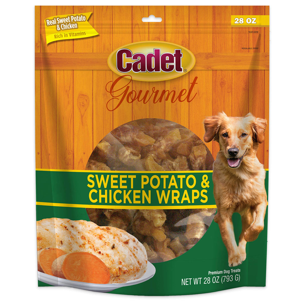 Cadet small and large dog enjoying portion-friendly chew