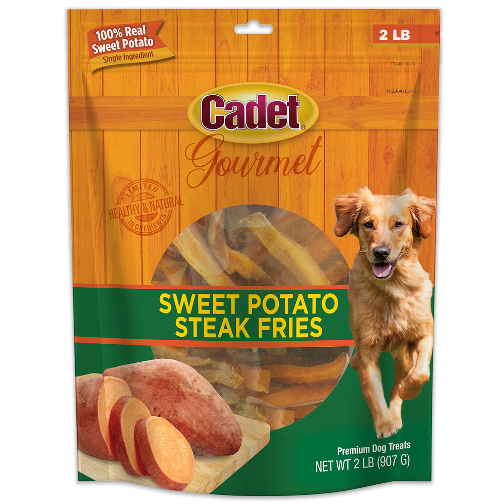 Cadet Sweet Potato Fries packaging in a 2 lb bag for dogs.