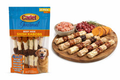 Cadet X-Large beef hide shish kabob pack shot showing durable chew for big dogs