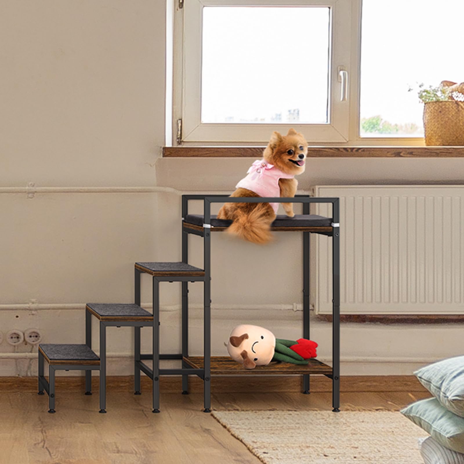 CADUKE lightweight, sturdy MDF and metal frame ensure durable, easy-to-move stairs