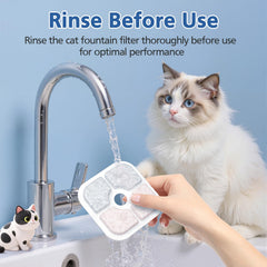 High density cotton mesh traps debris for cleaner fountain flow