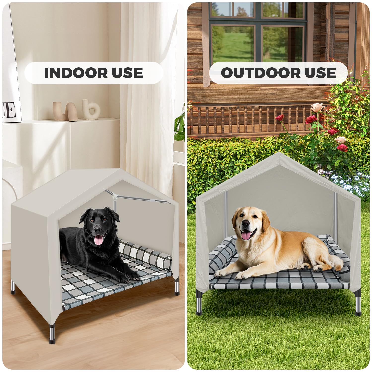Caghash elevated dog bed house dimensions 32in x 26in x 28in