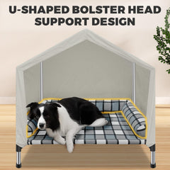 Caghash elevated dog bed house pillow support for restful sleep