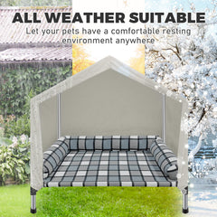 Caghash elevated dog bed house weatherproof canopy shields wind and rain