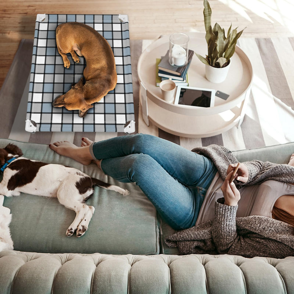 Caghash outdoor dog bed blue and white grid adds style to outdoor spaces