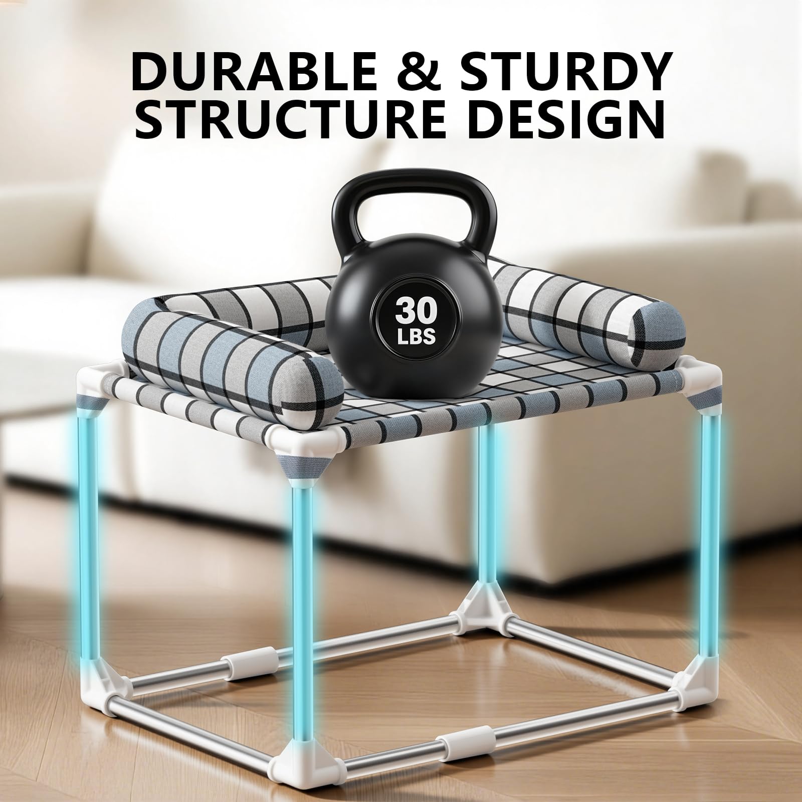 Caghash stainless-steel frame demonstrates durable, wobble-free bedside support.