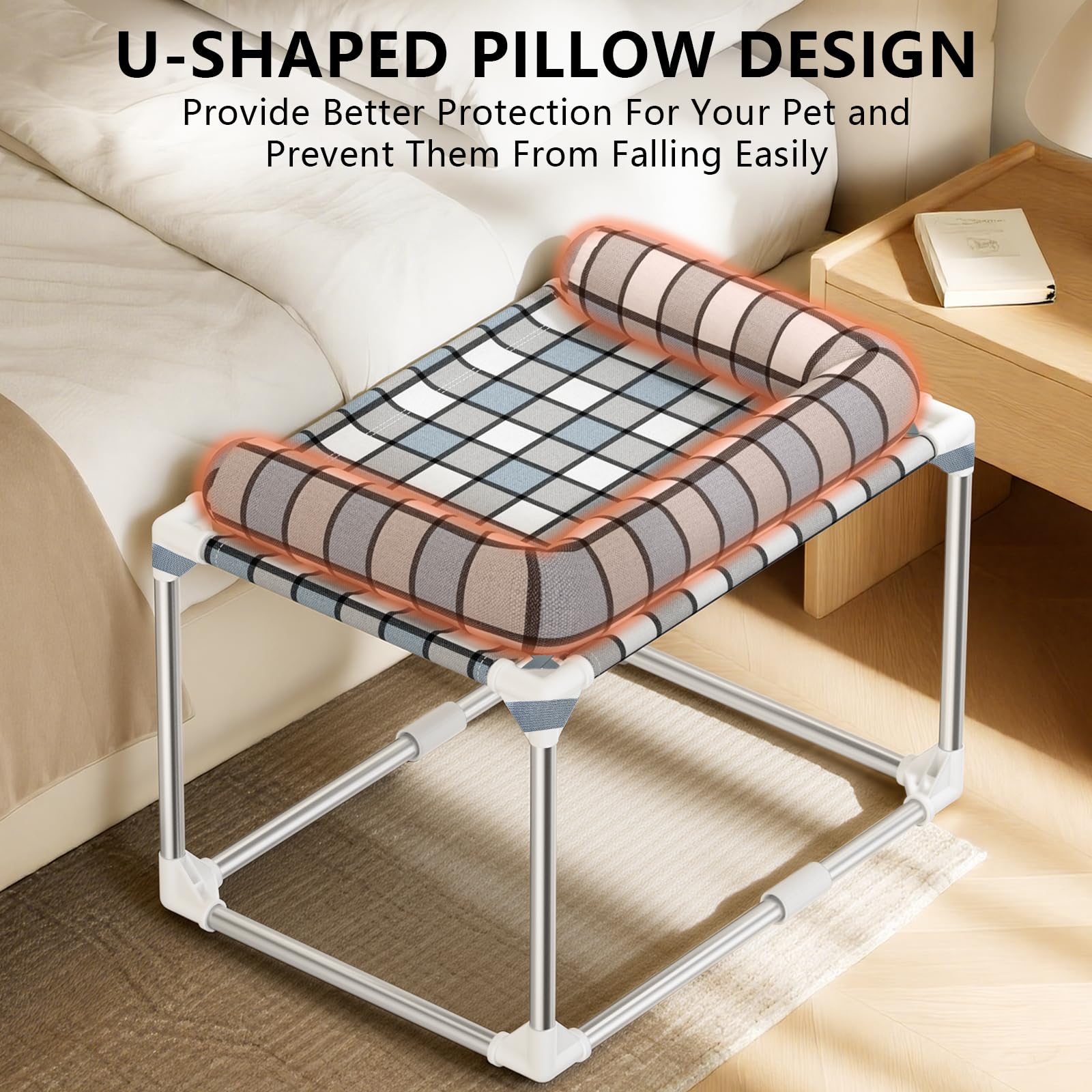 Caghash U-shaped pillow closeup highlights secure, supportive protection for naps.