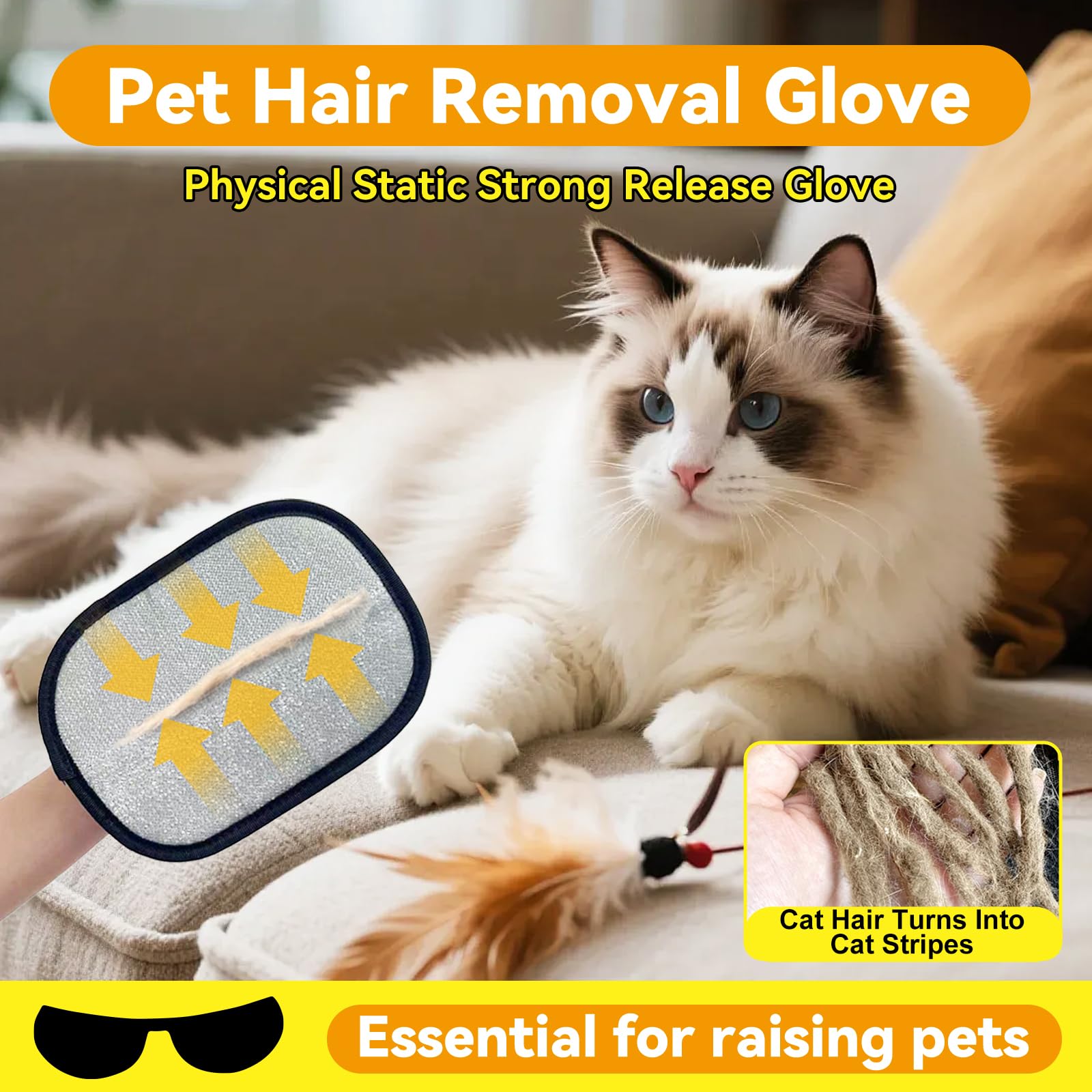 CAIBAO gloves side view highlighting flexible bristles for hair grab