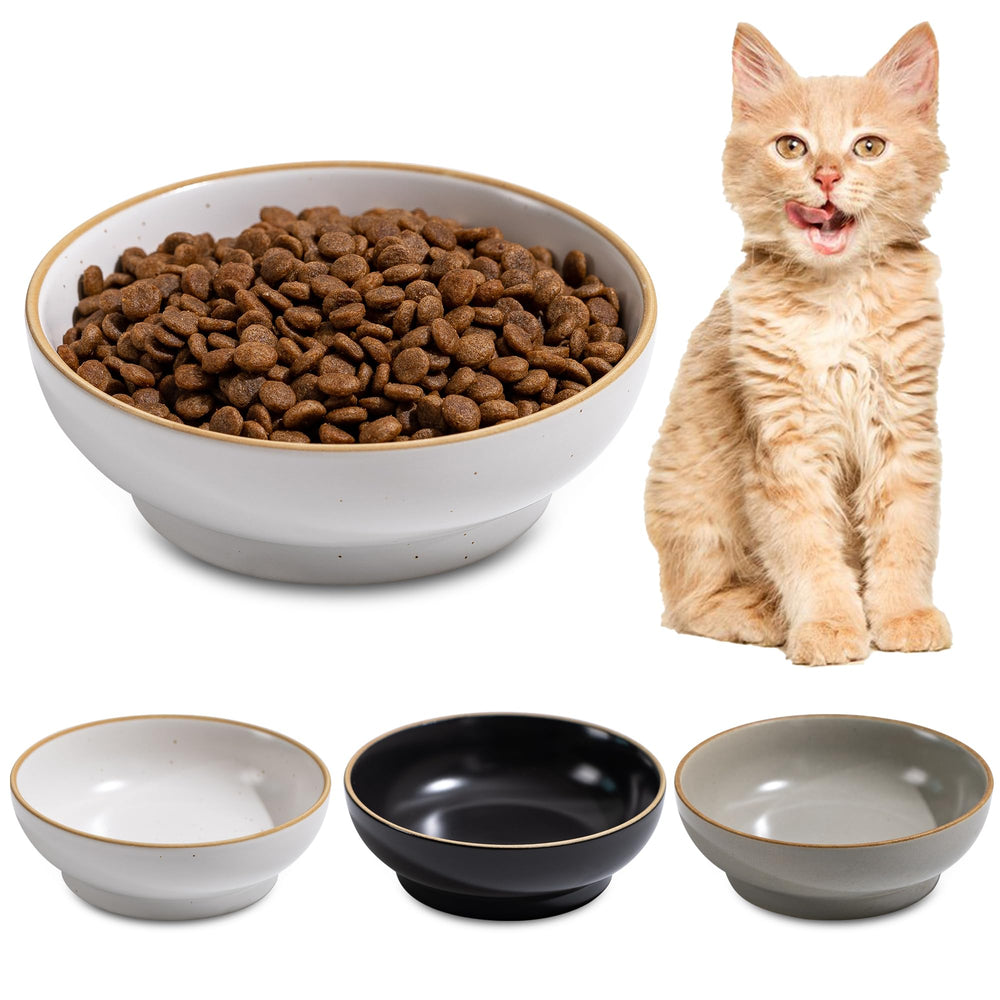 Caigmo cat bowl 3 pack packshot showing three porcelain bowls for easy meals