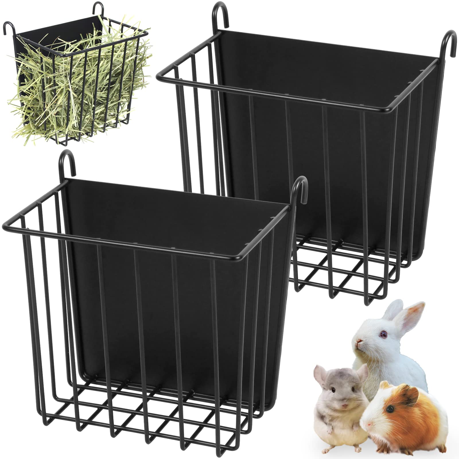 CAIQINLI rabbit hay feeder with metal frame – easy feeding for rabbits