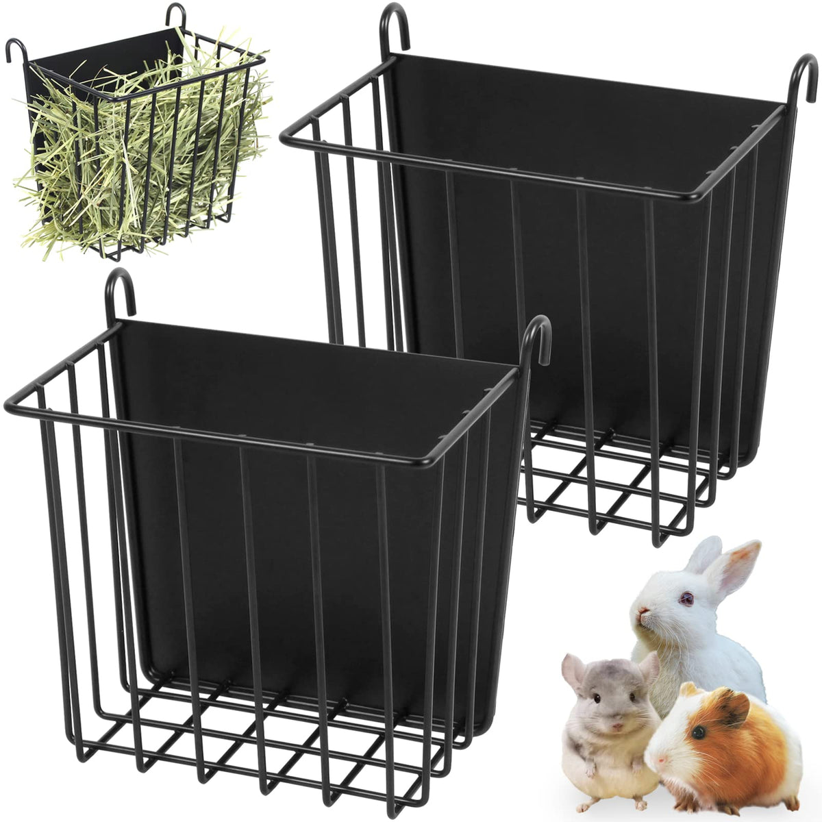 CAIQINLI rabbit hay feeder with metal frame – easy feeding for rabbits