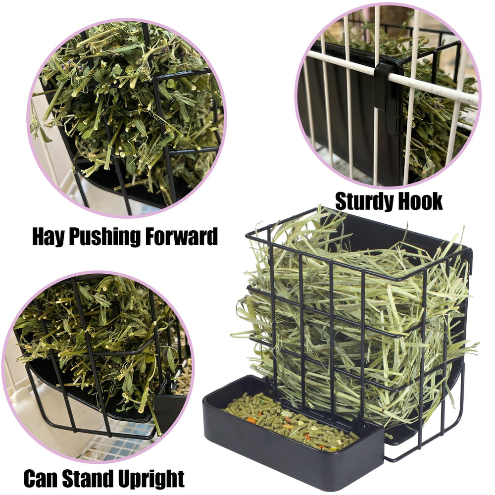 CAIQINLI Hay feeder with large mouth opening for easy filling.