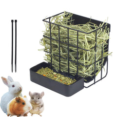 CAIQINLI Rabbit Hay Feeder front view reduces hay waste while keeping the enclosure tidy.