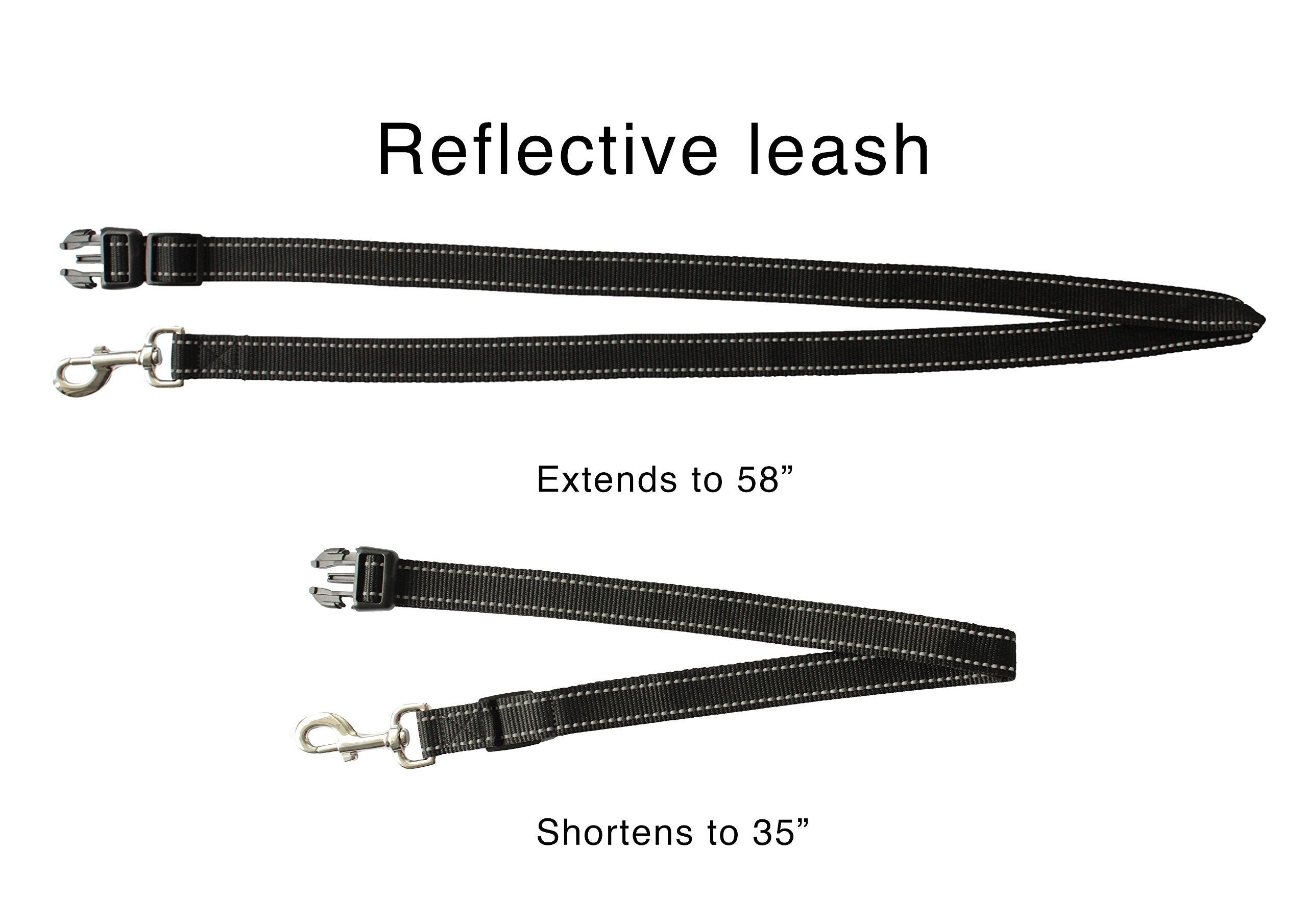 Caldwell's adjustable waist strap offers comfortable cross-body control for active dogs.