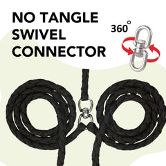 Caldwell's two-dog split-leash enables easy control in parks.