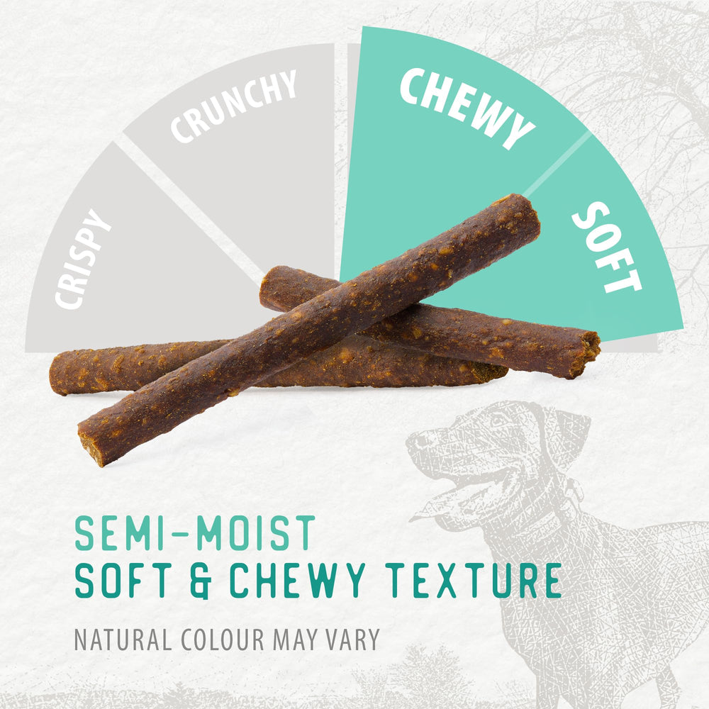 Caledon Farms Chewy Beef Sticks portion-control design suits dogs of all sizes.