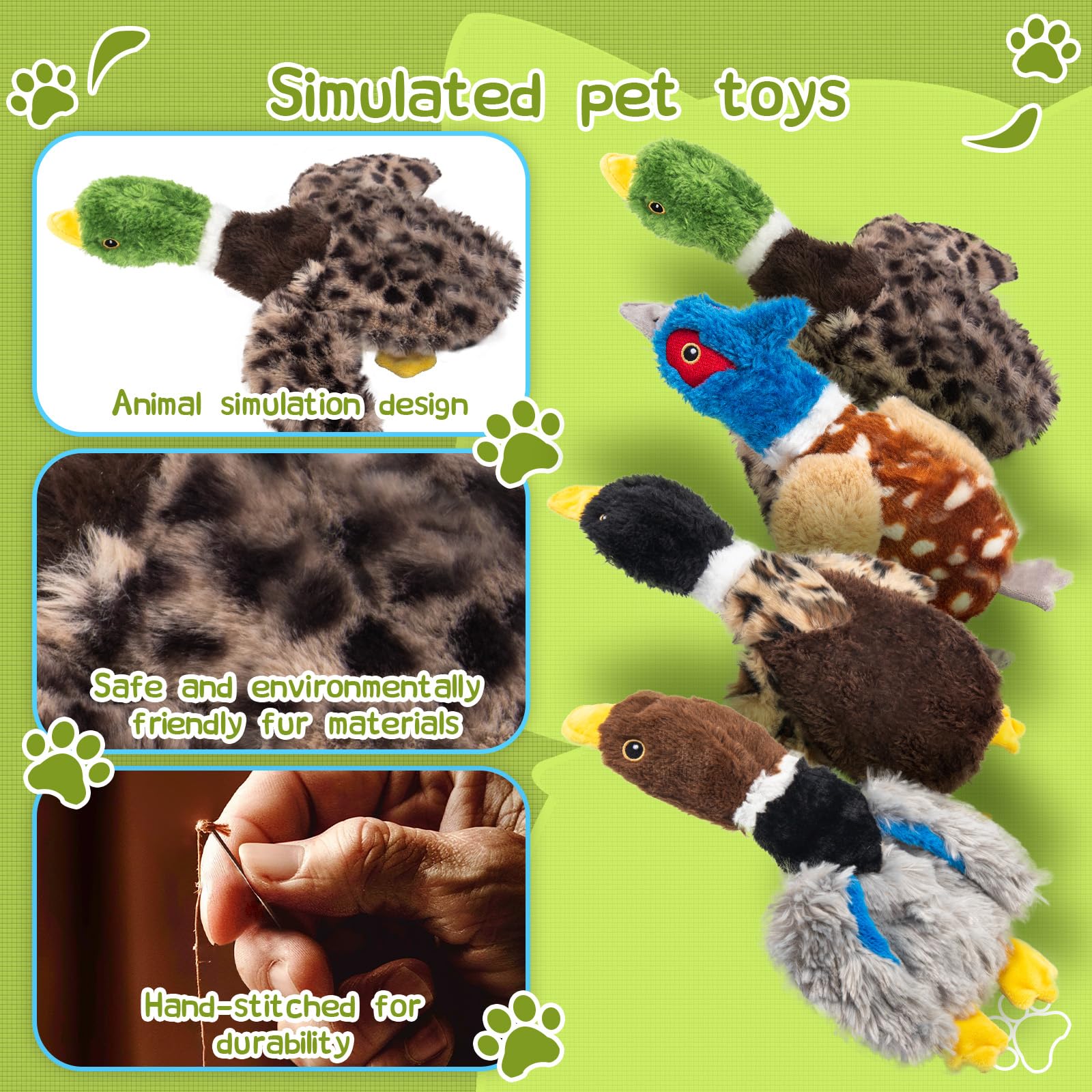 Calibonbon pheasant plush toy with soft texture for gentle puppy play