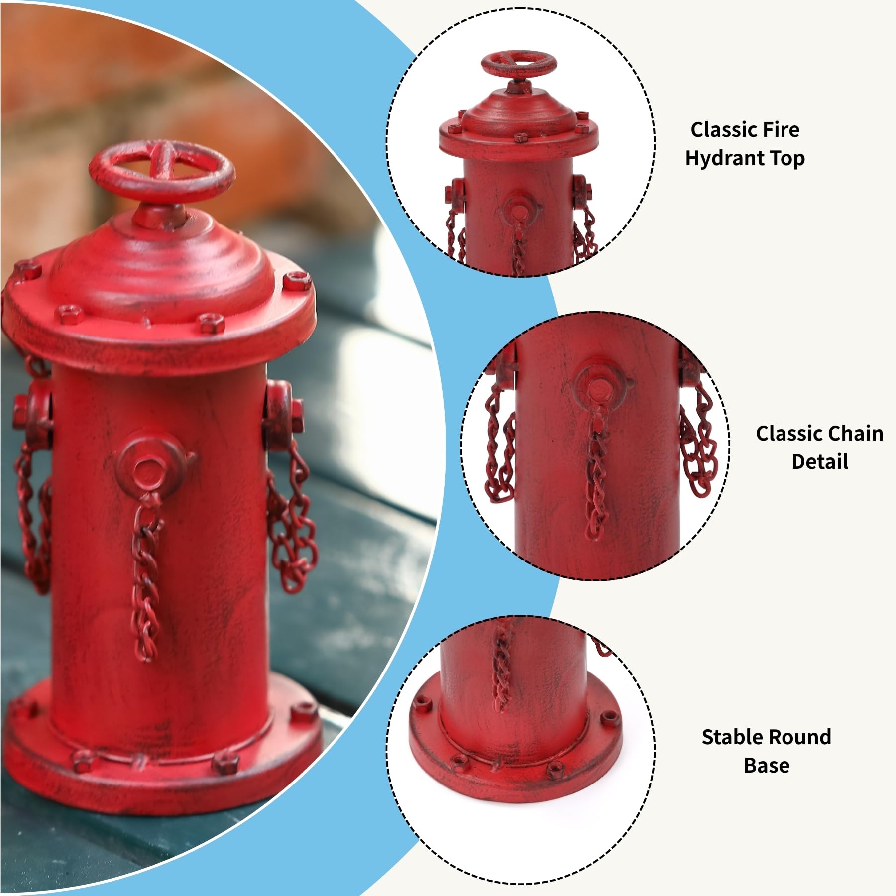 CaliDecor Fire Hydrant Pee Post smooth metal surface is easy to sanitize.