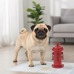 CaliDecor Fire Hydrant Pee Post's durable metal body resists outdoor wear for repeated potty breaks.