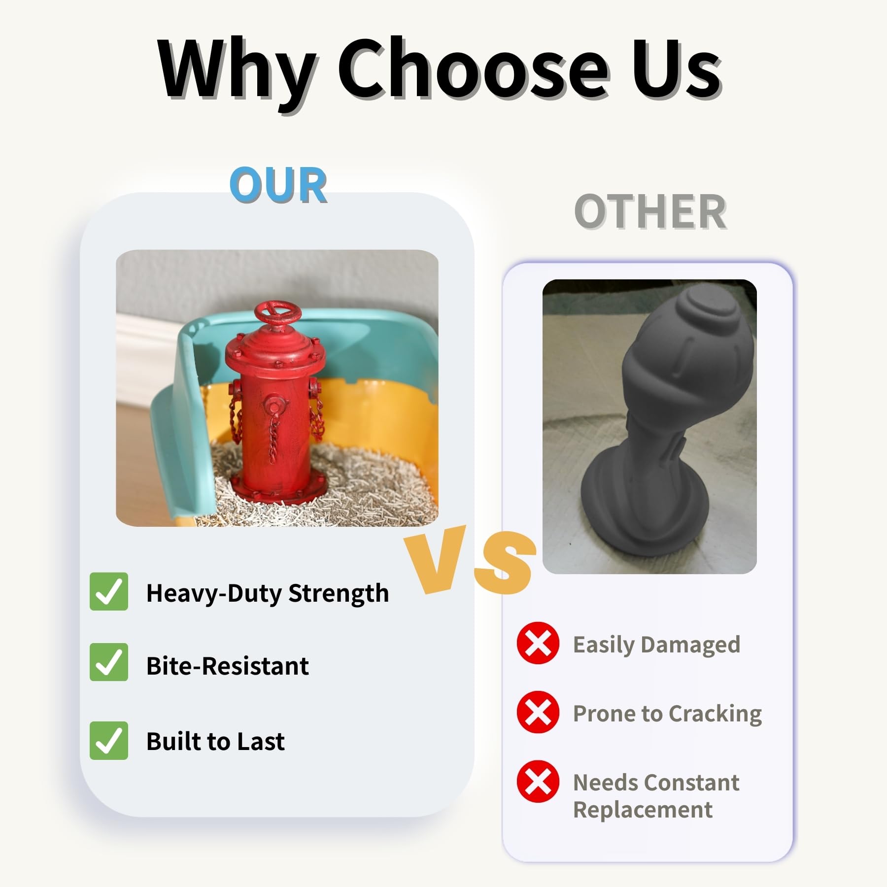 CaliDecor Fire Hydrant Pee Post's weighted metal body stays upright during use.