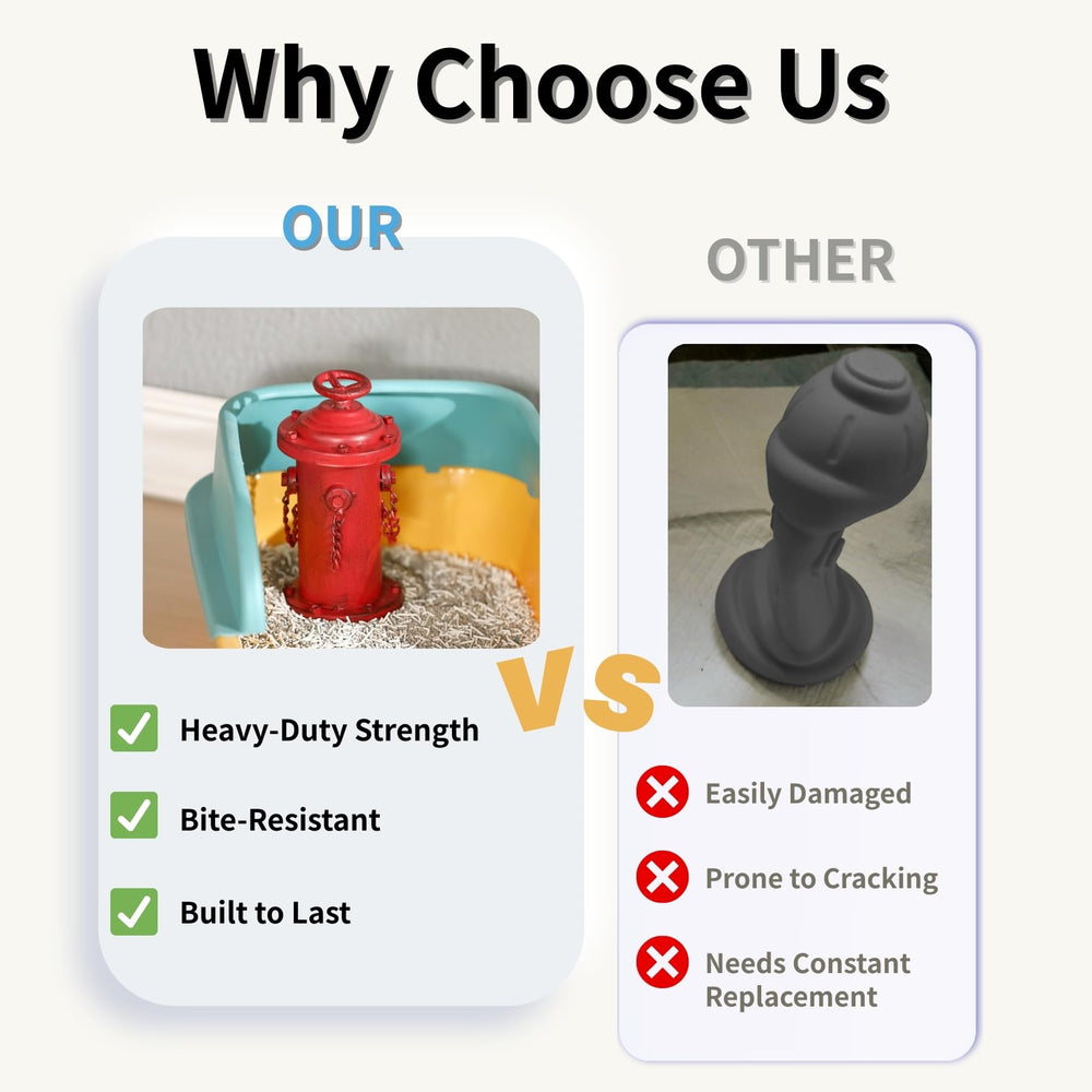 CaliDecor Fire Hydrant Pee Post's weighted metal body stays upright during use.