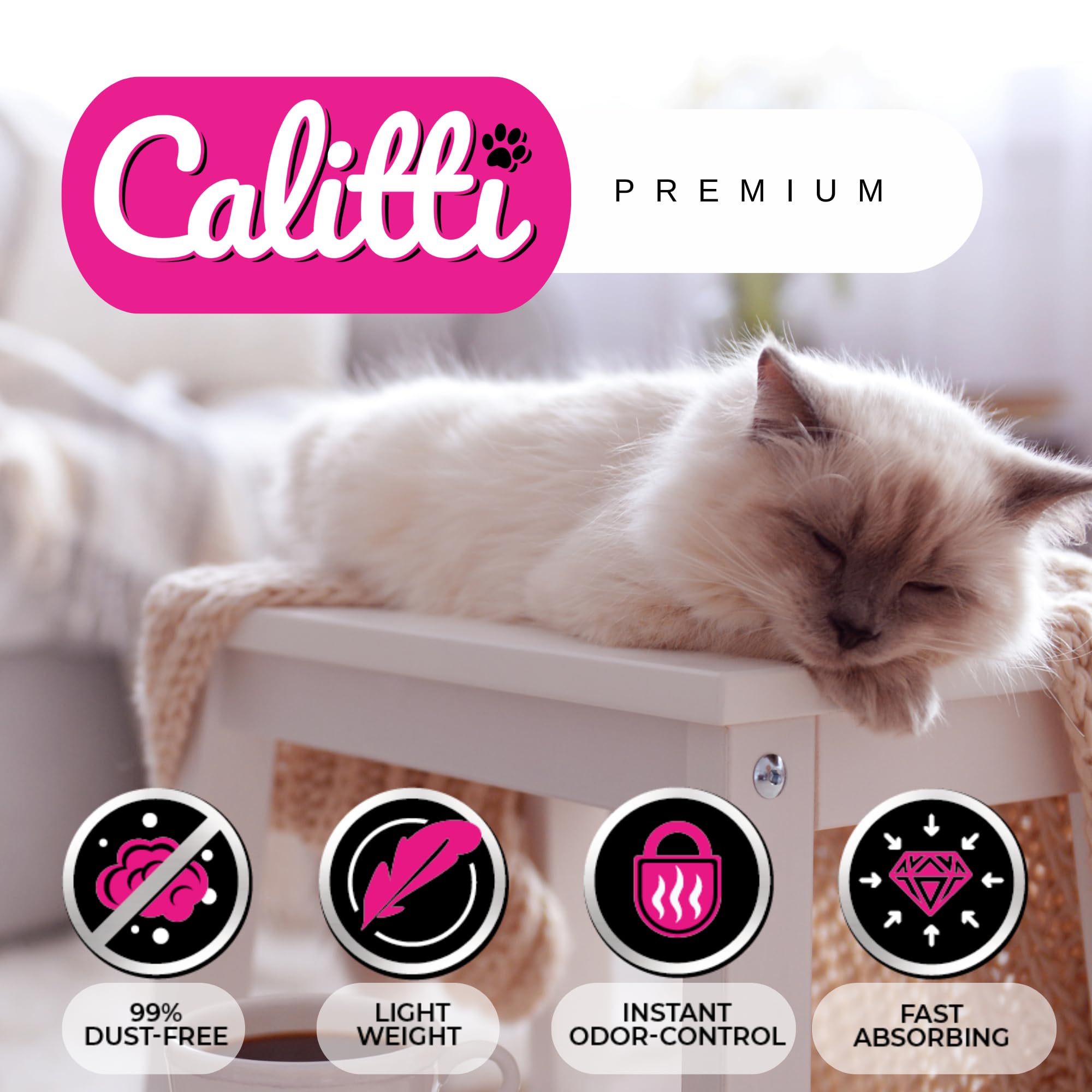 Calitti Crystal Litter fragrance-free shot emphasizes safe design
